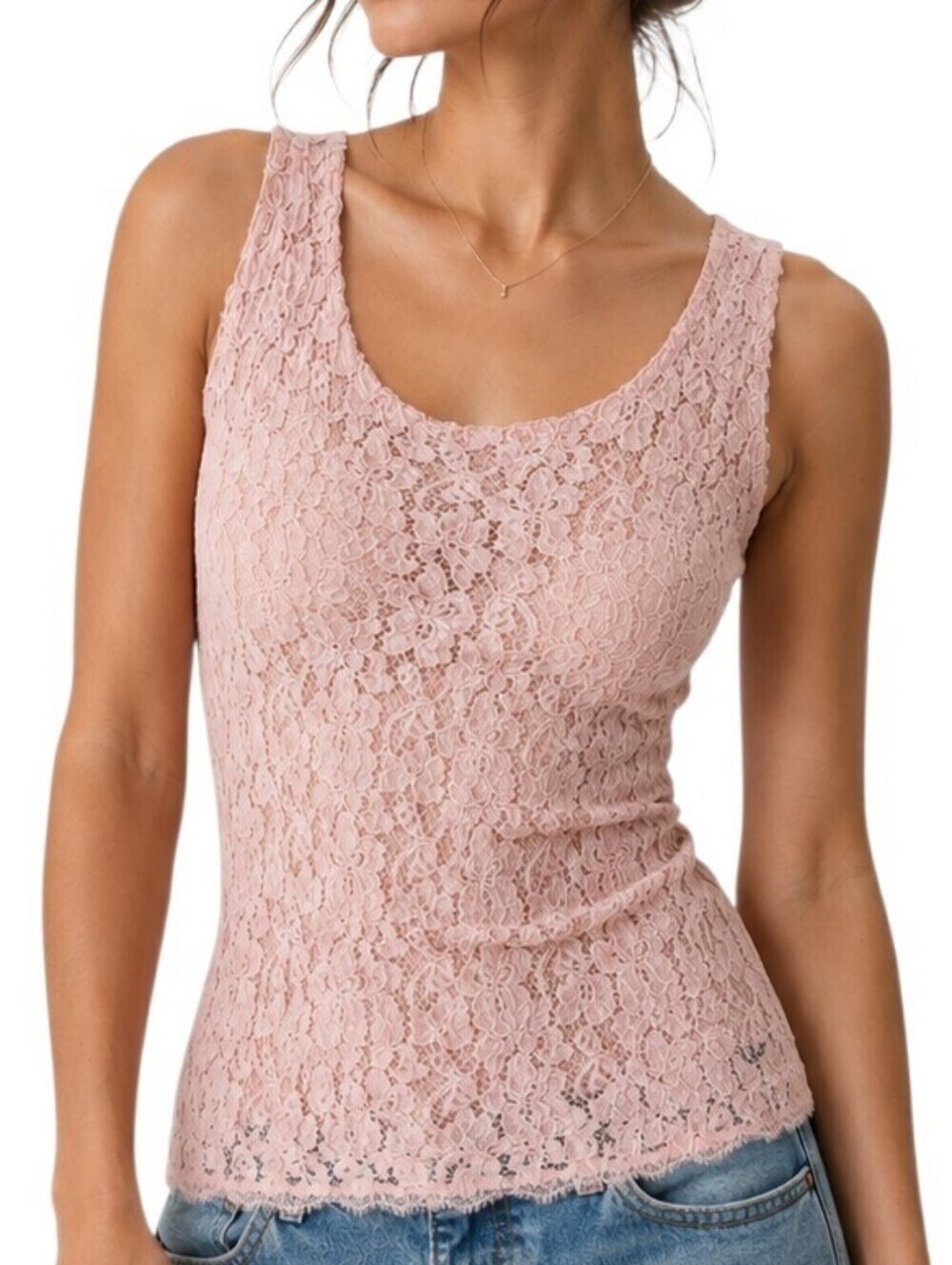 Aritzia Babaton Carter Lace Tank Top Women Small Pink Coquette